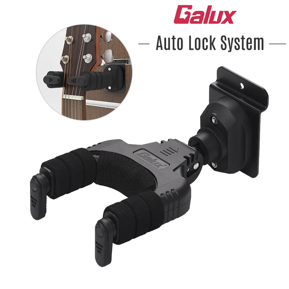 GALUX GH-110M Auto Lock Guitar Hanger Hook Holder Slat Wall Mountable for Acoustic Folk Classic Electric Guitar Bass Mandolin