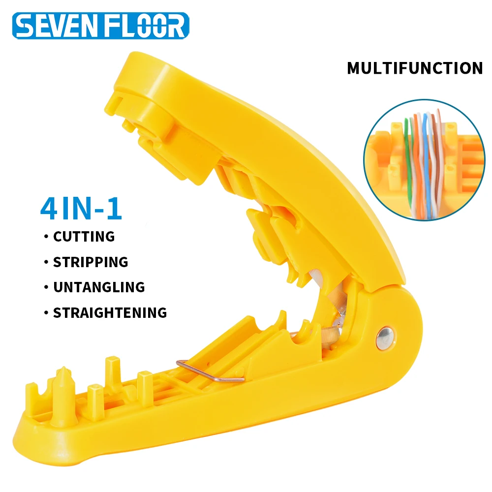 Outil pour câble LAN RJ45, outil 4 en 1 pour couper, dénuder, peigner et redresser les câbles réseau Cat5e Cat6 STP UTP