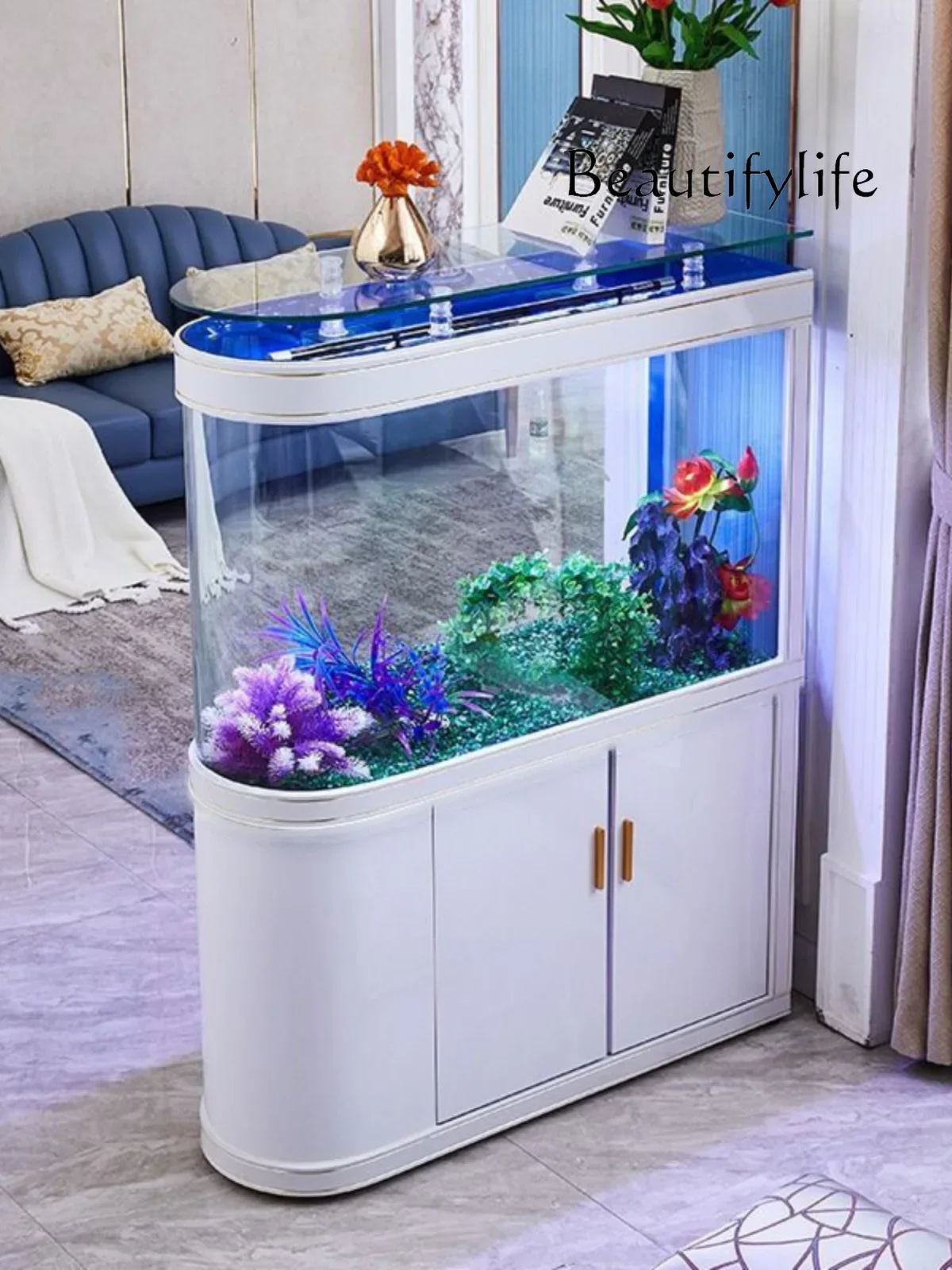 NV Fish tank aquarium bottom filter partition ecological water-free designer model high-end fashion new model W