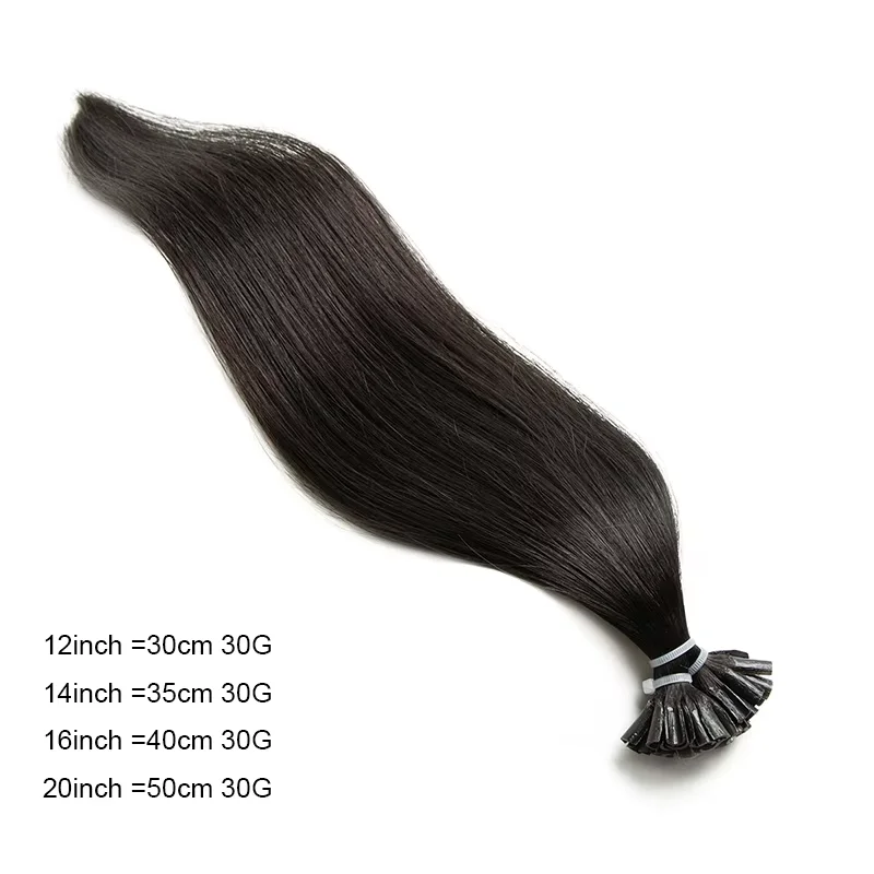 Estensioni dei capelli Fusion con punta a U Estensioni naturali dei capelli umani reali Capsule lunghe per capelli alla cheratina da 1,5 cm 50 pezzi / pacco 12-20 pollici