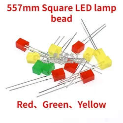 100pcs 557mm Square LED lamp bead 5*5*7mm Colloid color Red Green Yellow Electronic Diffuse Indicator Light Diy Kit Lamp bead