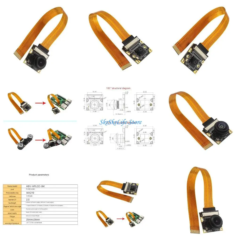 

E65E Camera Module 8MP Highly Resolution 3280x2464 IMX219 For Pi5 Video Camera