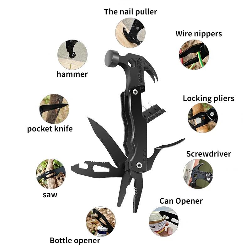 

Daily Emergency Maintenance Tools at Home, Multifunctional Hammer Pliers, Camping and Outdoor Claw Hammer