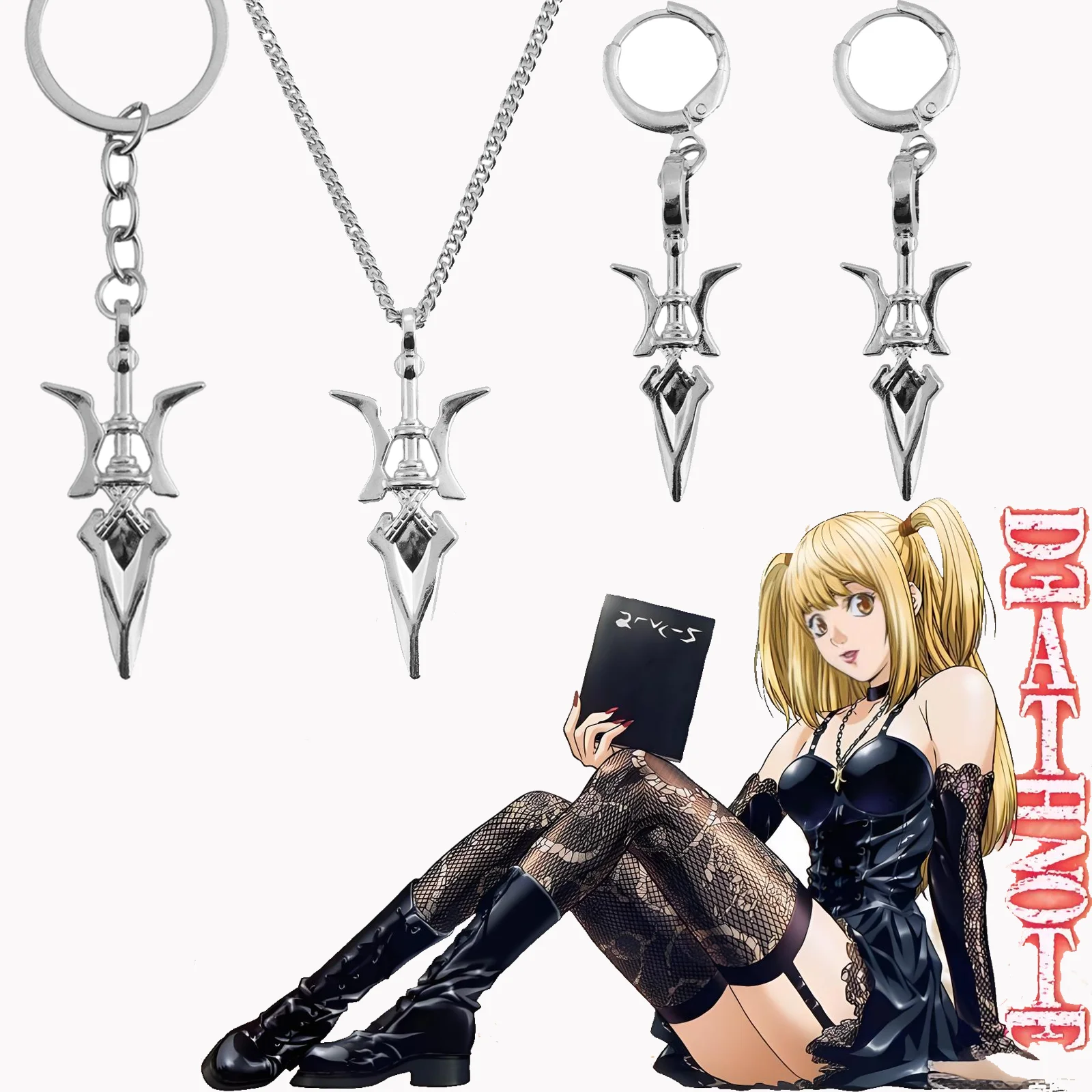 Anime Ghost Death Keychain Note Misa Amane Halberd-Shaped Pendant Cosplay Fan Jewelry Accessory Gift Cool Stylish Trendy For Fan