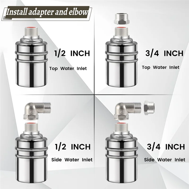304 Stainless Steel Fully Automatic Water Level Control Float Valve, 1/2In 3/4In Auto Fill Shut Off Water Float Valve-A50M