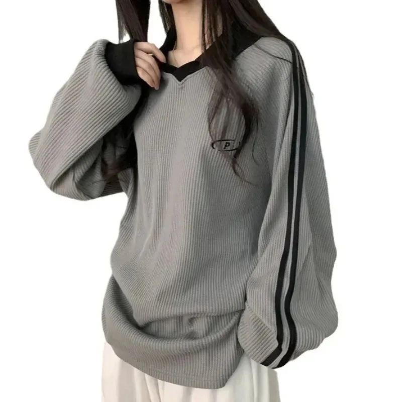 Sudadera con cuello tipo Polo fino forrado para mujer primavera Otoño Invierno nueva llegada estilo coreano hogar 3 colores diseño Vintage