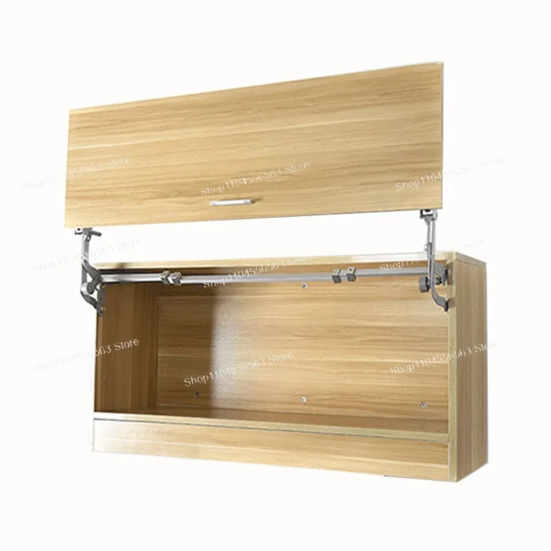 Cabinet door rising door support frame translation lifting up and down air support rod upper door tie hydraulic connector view 2