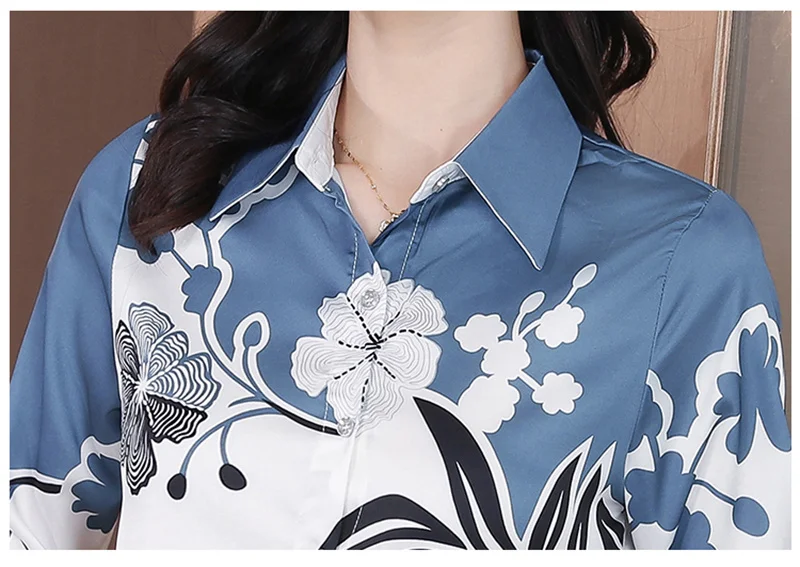 FANIECES Office Lady Turn-down Collar Print Button Shirts Autumn Winter Women Fashion Shirt Slim Single Breasted Blouses 6519