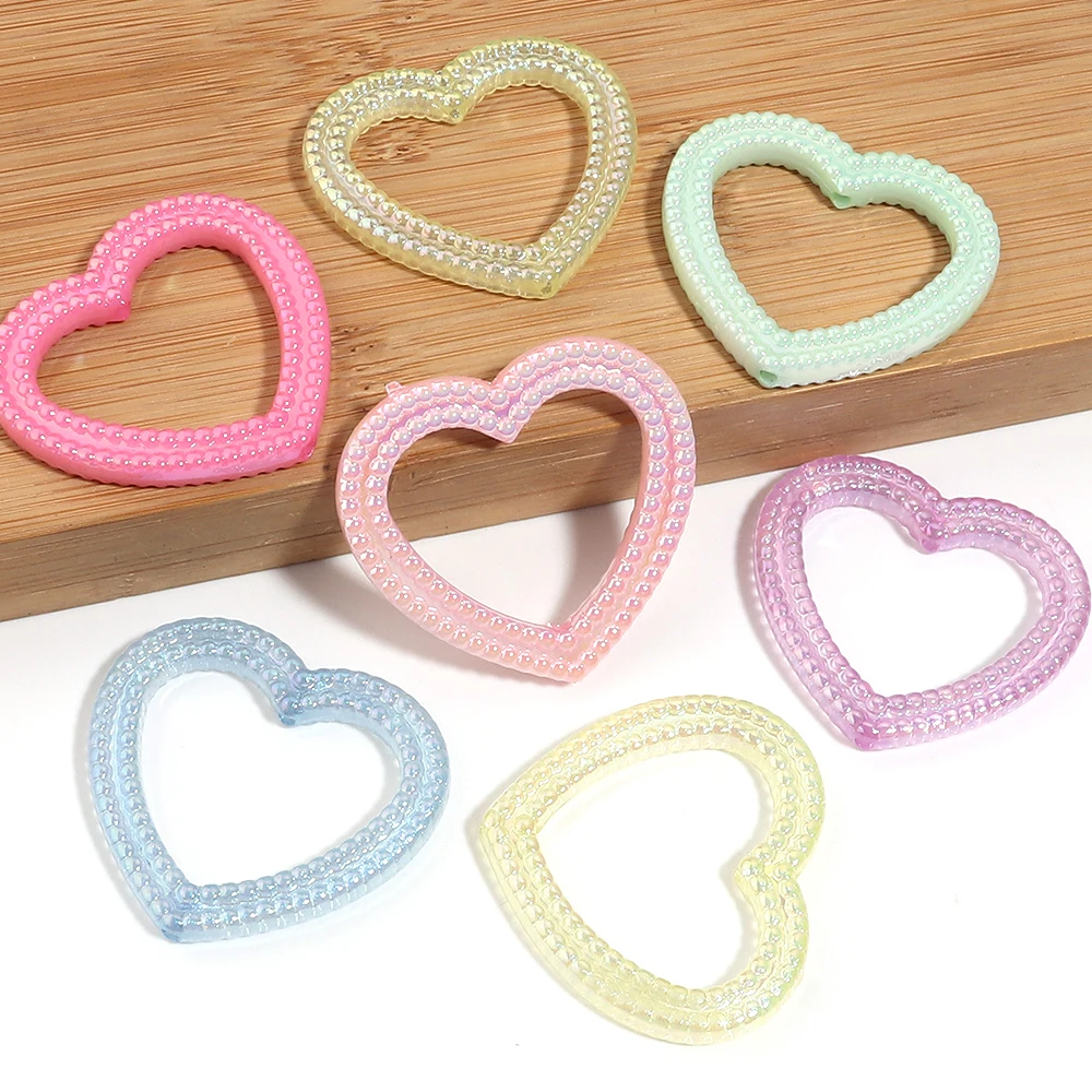 5Pcs Acrylic Plated UV Color Love Garland Beaded Handmade DIY Mobile Phone Chain Keychain Accessories Pen Decoration Accessories