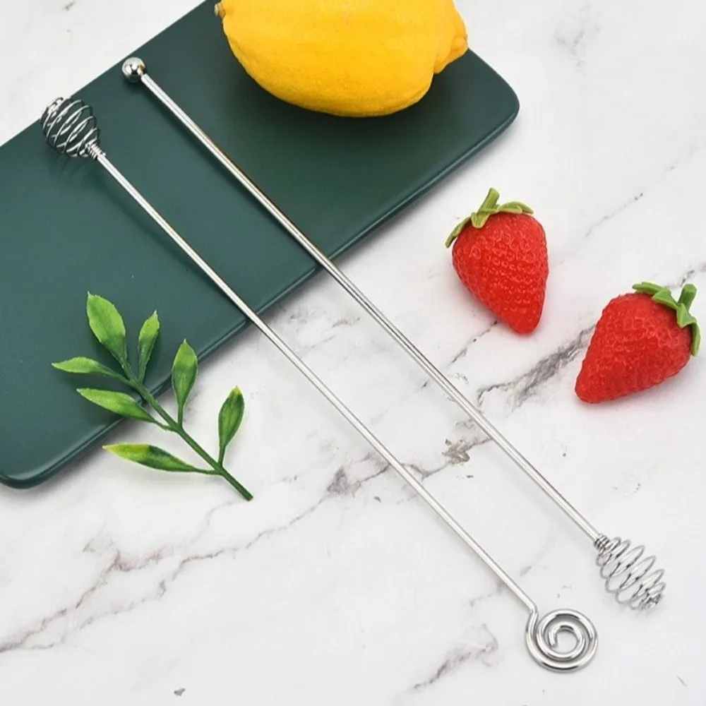 4pcs Reusable Coffee Stirrers Multi-Function Decorative Stainless Steel Stirrer Long Handle Silvery Drink Stirrers Drinks Mixing