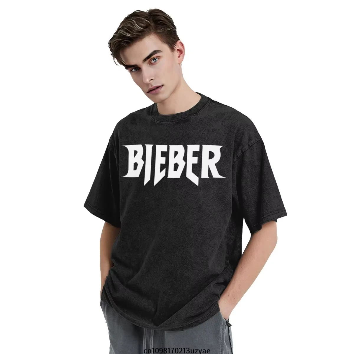 2026 Justin Bieber Logo Men's Vintage Cotton Short Sleeve T-Shirt Summer Hip Hop Tee Shirt Ins Y2k