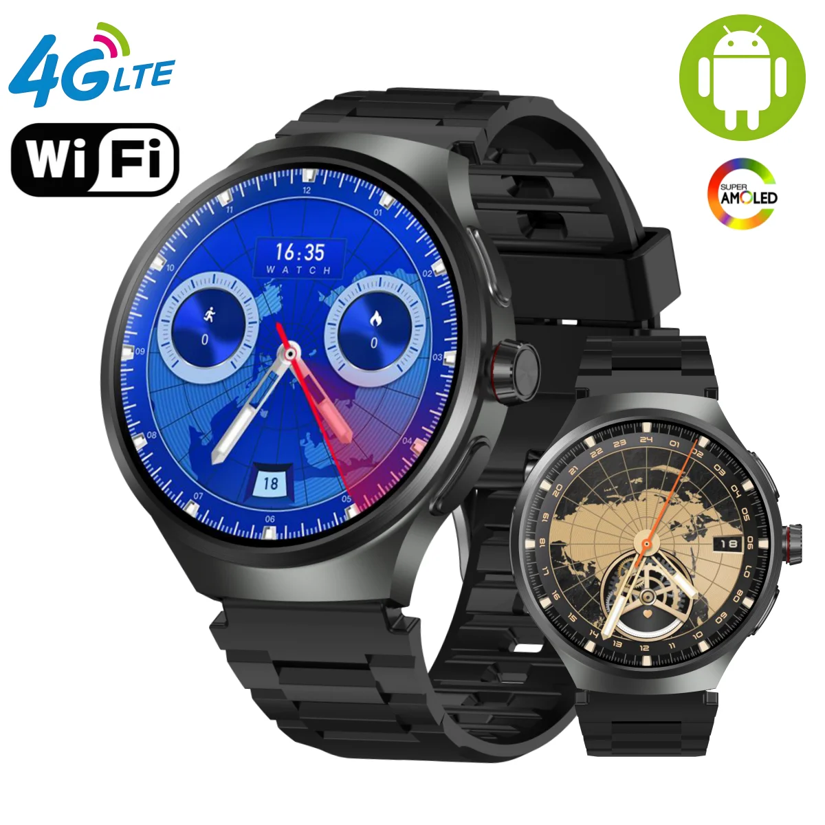 Montre connectée 512G VP50 avec caméra rotative, GPS, WIFI, carte SIM, NFC, boussole, appels internationaux, surveillance de la santé, écran AMOLED 1,75 pouce, 5G.