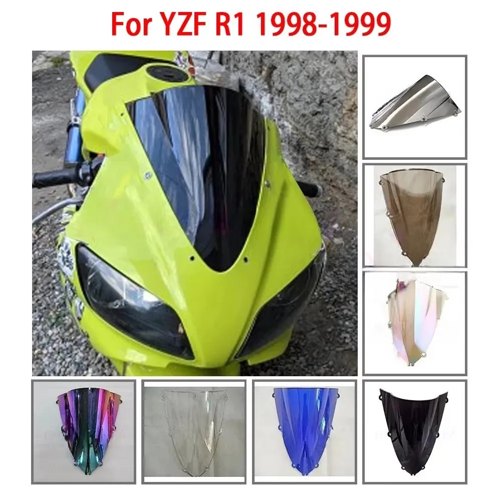 For Yamaha R1 YZF 1000 YZF-R1 1998 1999 Motorcycle Screen Double Bubble Windshield Deflector Protector WindScreen YZFR1