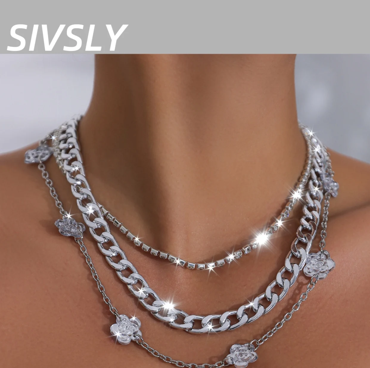 

European and American luxury design sense fashion jewelry multi-layer necklace fringe high-end short collar chain suitable for w