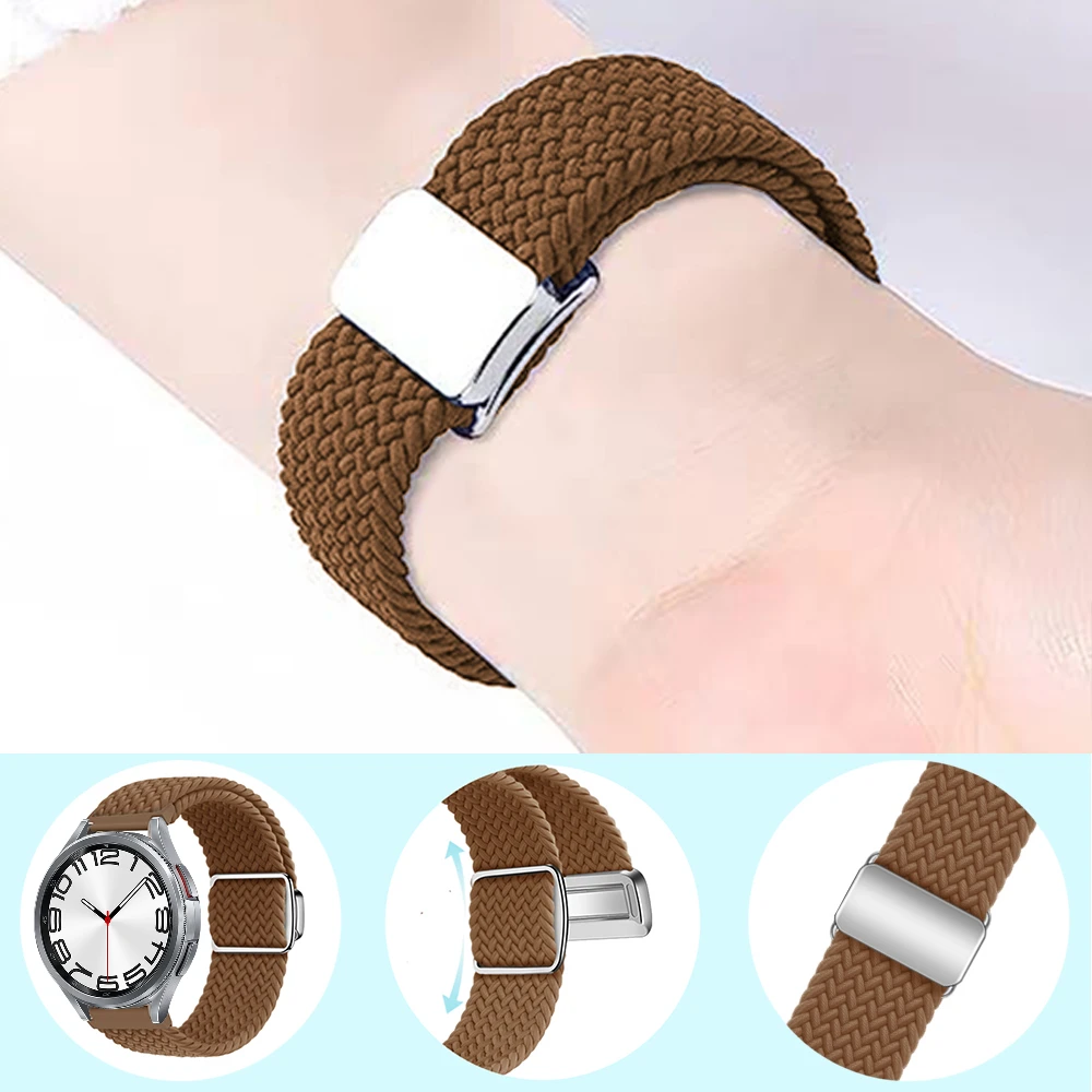 22mm 20mm nylon woven strap For Samsung Galaxy watch 6 5 4 Amazfit GTR/GTS Magnetic adjustment band For Huawei Watch 4 GT2 3 pro image 5
