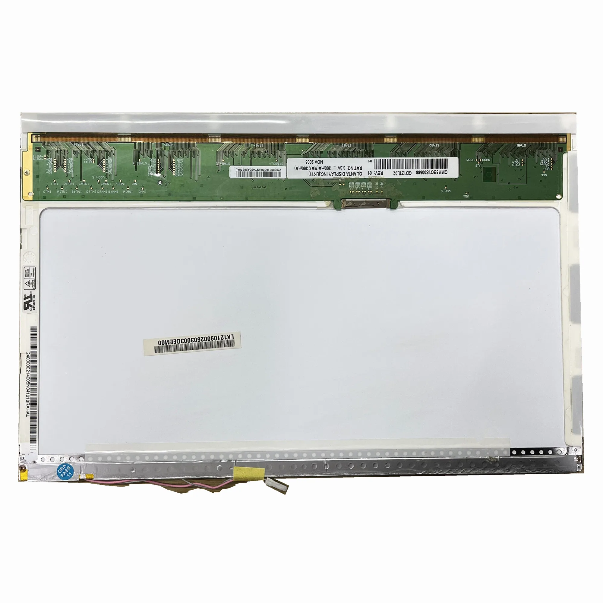 

QD12TL02 Rev.01 12.1'' Laptop LCD Screen Display Panel Matrix 1280*800 LVDS 20 PINS