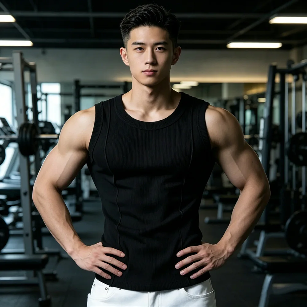 Men's Summer Muscle Tank Top Tight Fit Quick Dry Sports Gym Workout Sleeveless Shirt