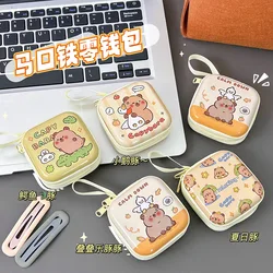 DIY tinplate change bag kapibara mini change bag portable earphone bag cute capybara coin key bag