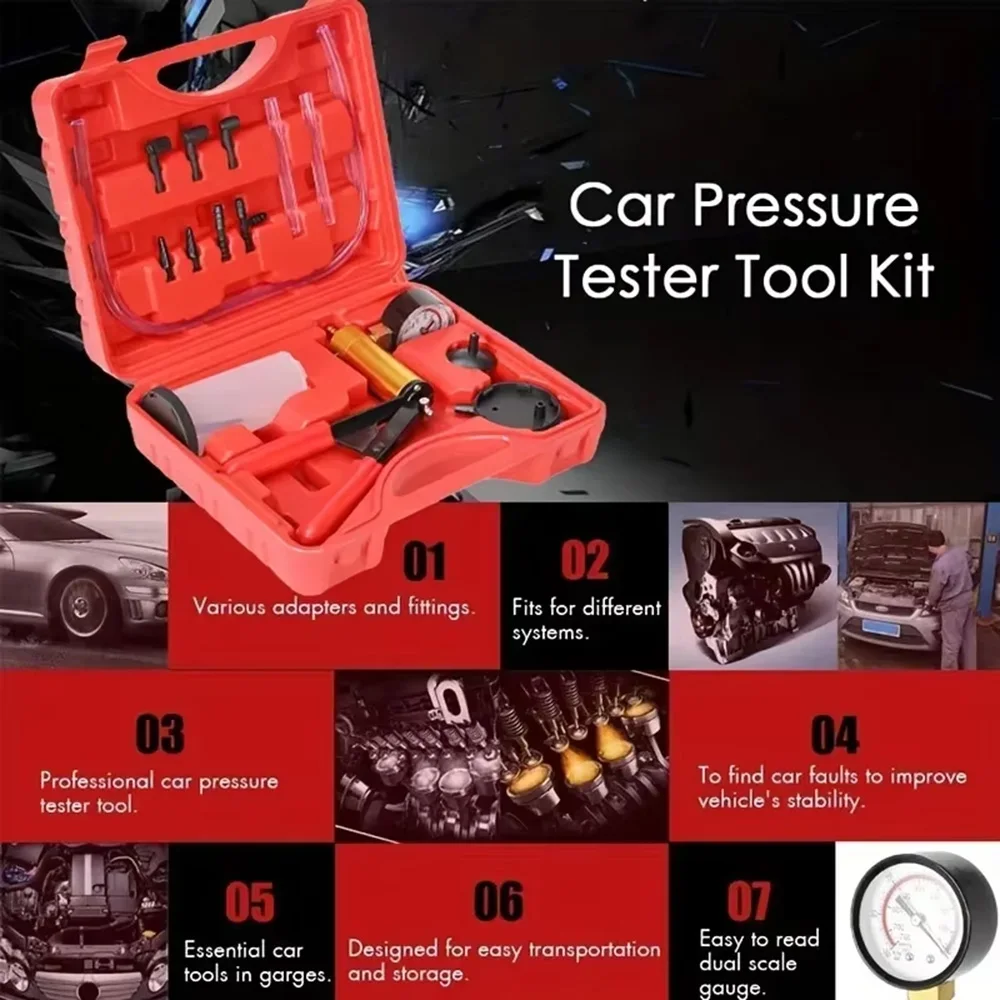 2 in 1 Manual Vacuum Pressure Pump Brake Fluid Drain Kit Vacuum Pistol Pump Tester Kit Portable Brake Clutch Bleeding System - view 6
