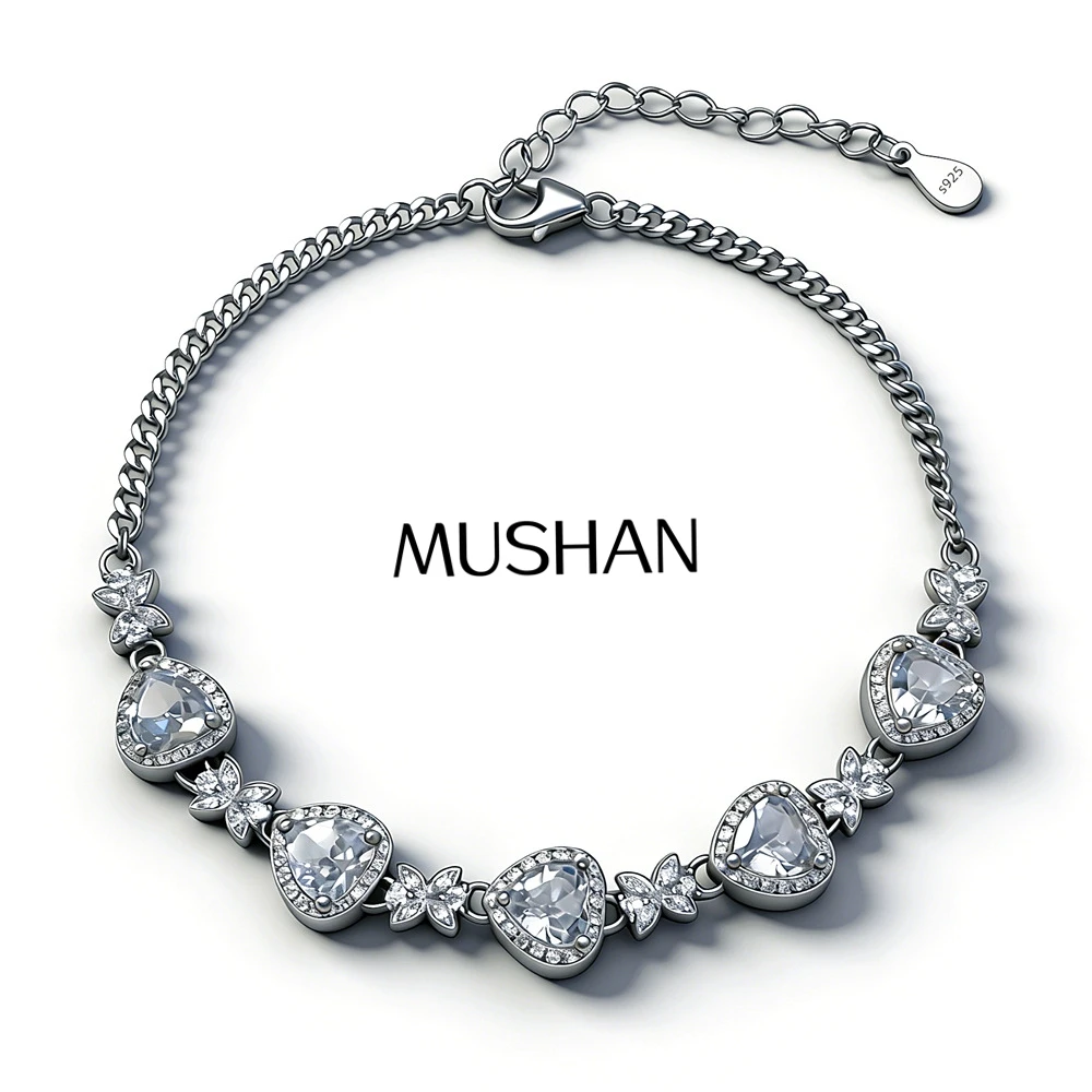 

Ювелирное украшение MuShan: Длинное колье из стерлингового серебра 925 пробы с муассанитом 1 карат в стиле ар-деко, позолоченное, для молодоженов, для девушки, патент MST