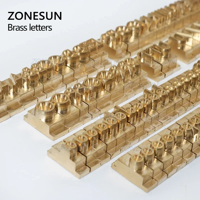 ZONESUN 184Pcs Custom Logo Brass Alphabet Letter Set With Number Symbols 10cm T slot Letter Stamp For Hot Foil Stamping Machine