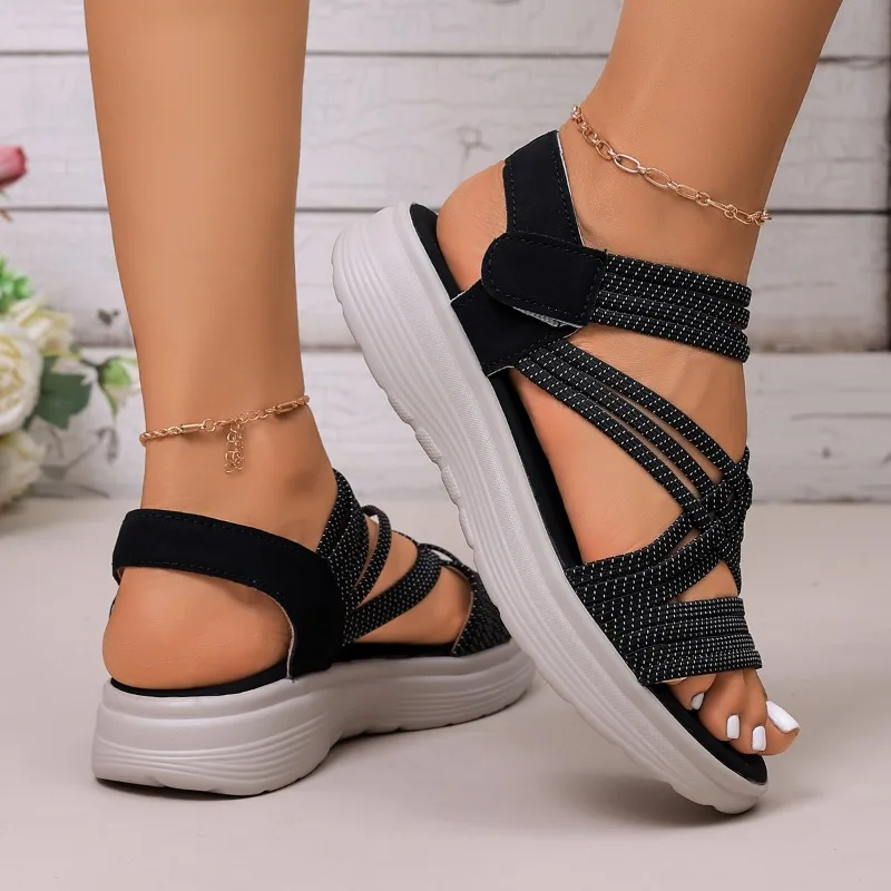 2026 Sommer Damen Römersandalen Modische Kreuzriemen-Designer-Sandalen Neue Low-Top Damen Outdoor Freizeit-Walkingschuhe 36-43 – Detail 13