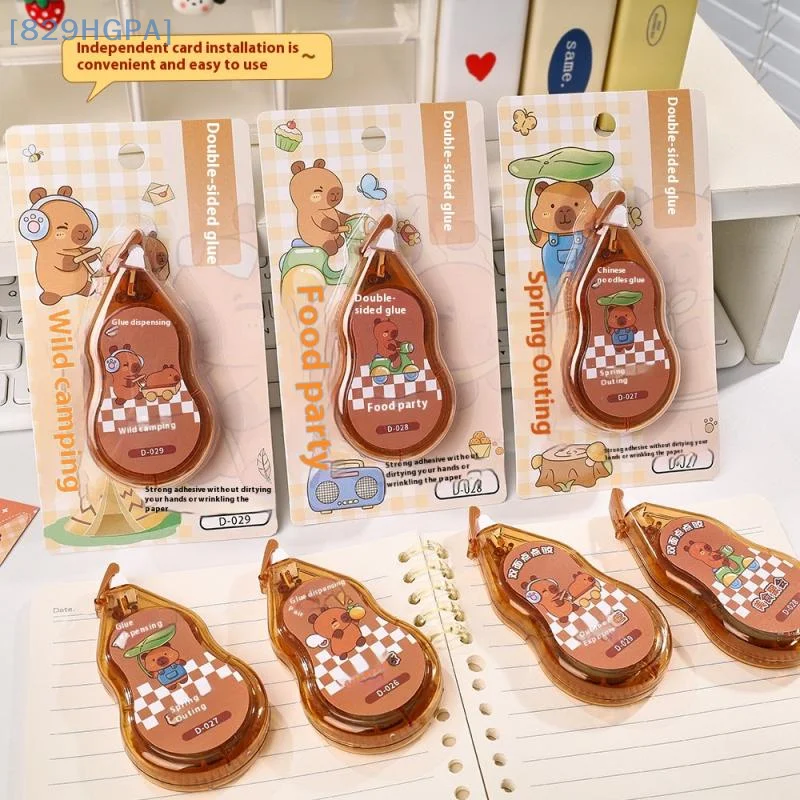 2Pcs Cartoon Capybara Press-On Dot Kleber Roller Klebeband Große Kapazität doppelseitiges Klebeband Abgabe Stift hand Konto Band