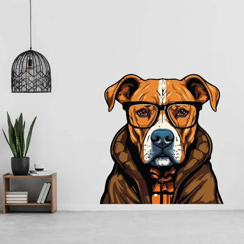 M704 Pitbull Hipster Dog Wall Sticker Removable Room  Home Decoration Decals for Bedroom Kitchen Living Room Walls Decor