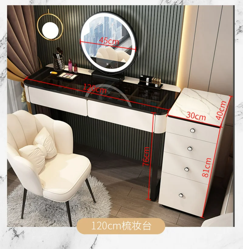 Vanity Desk Modern Dresser Table LED Mirros Household Bedroom Dressing Table Density Board Makeup Table With Mirror Furniture