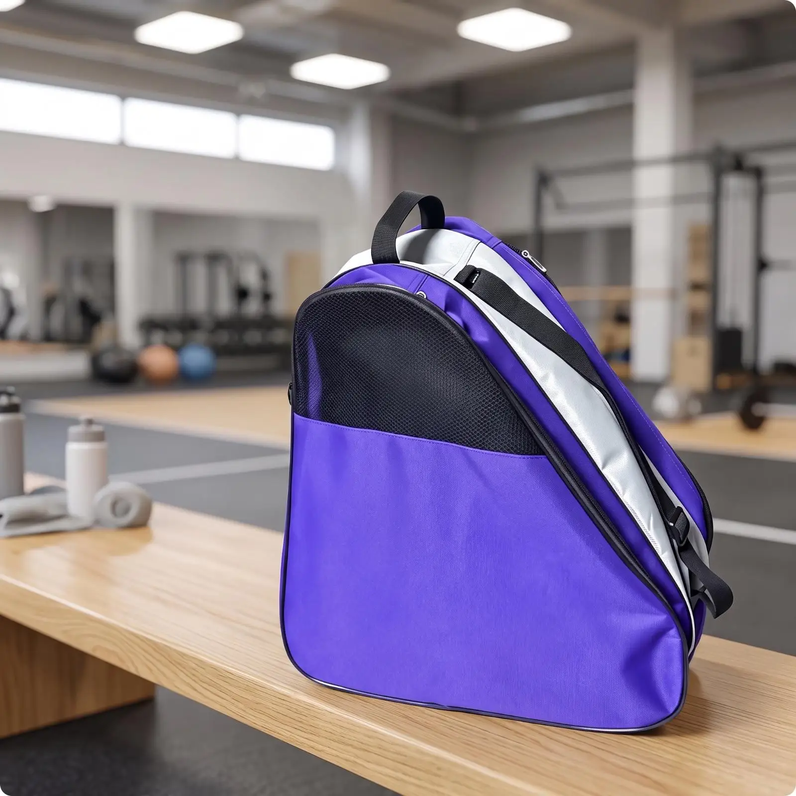 Structured Roller Skate Bag for Ice Skates Speed Skates Protective Cover with Mesh Panel and Shoulder Strap for Sports Gear