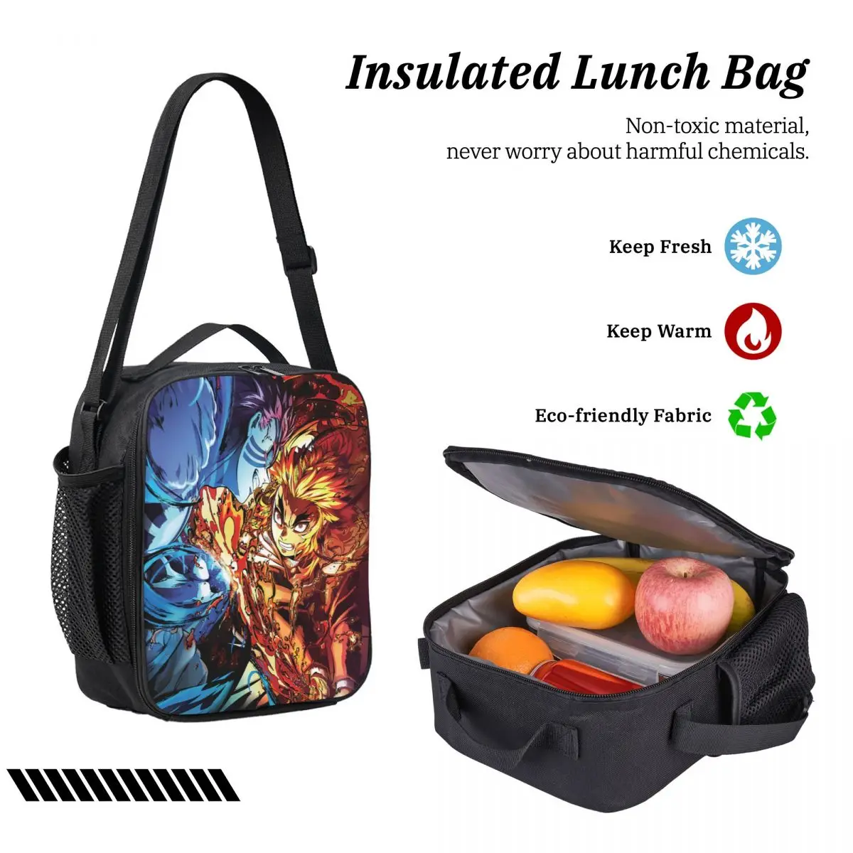 Rengoku VS Akaza Demons Slayers Kids Backpack Lunch Box Pencil Boxes for Boys Girls Backpacks School bag Bookbag Set