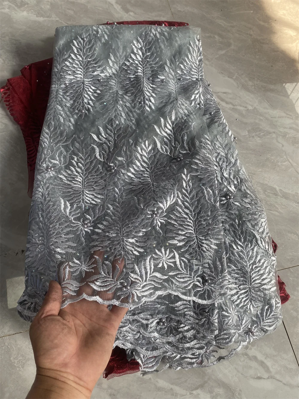 African Tulle Lace Fabric with Stones, French Lace Fabric, High Quality, 5 Yards