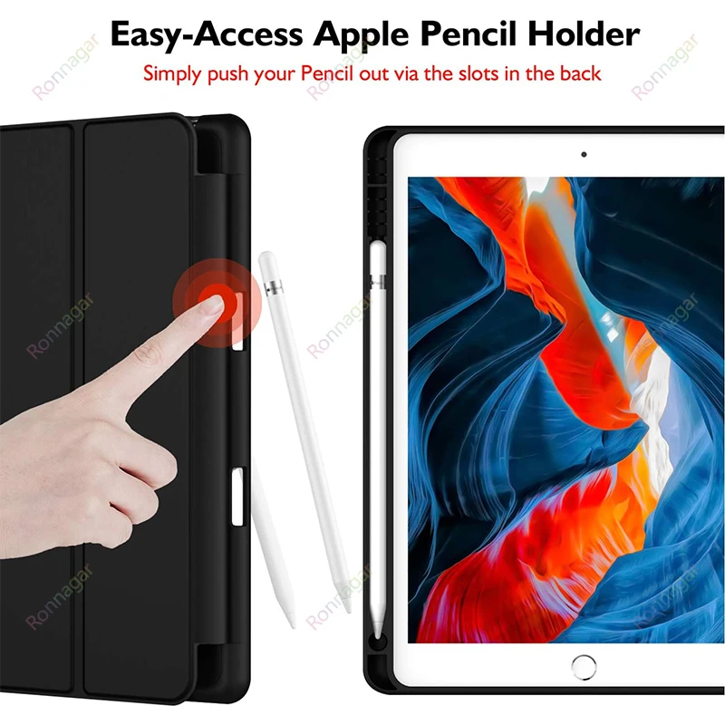 With Pencil Holder Case For iPad 10th Generation 2022 10.9Inch Slim Protective Cover iPad 10th Gen A2696 A2757 A2777 Stand Cover