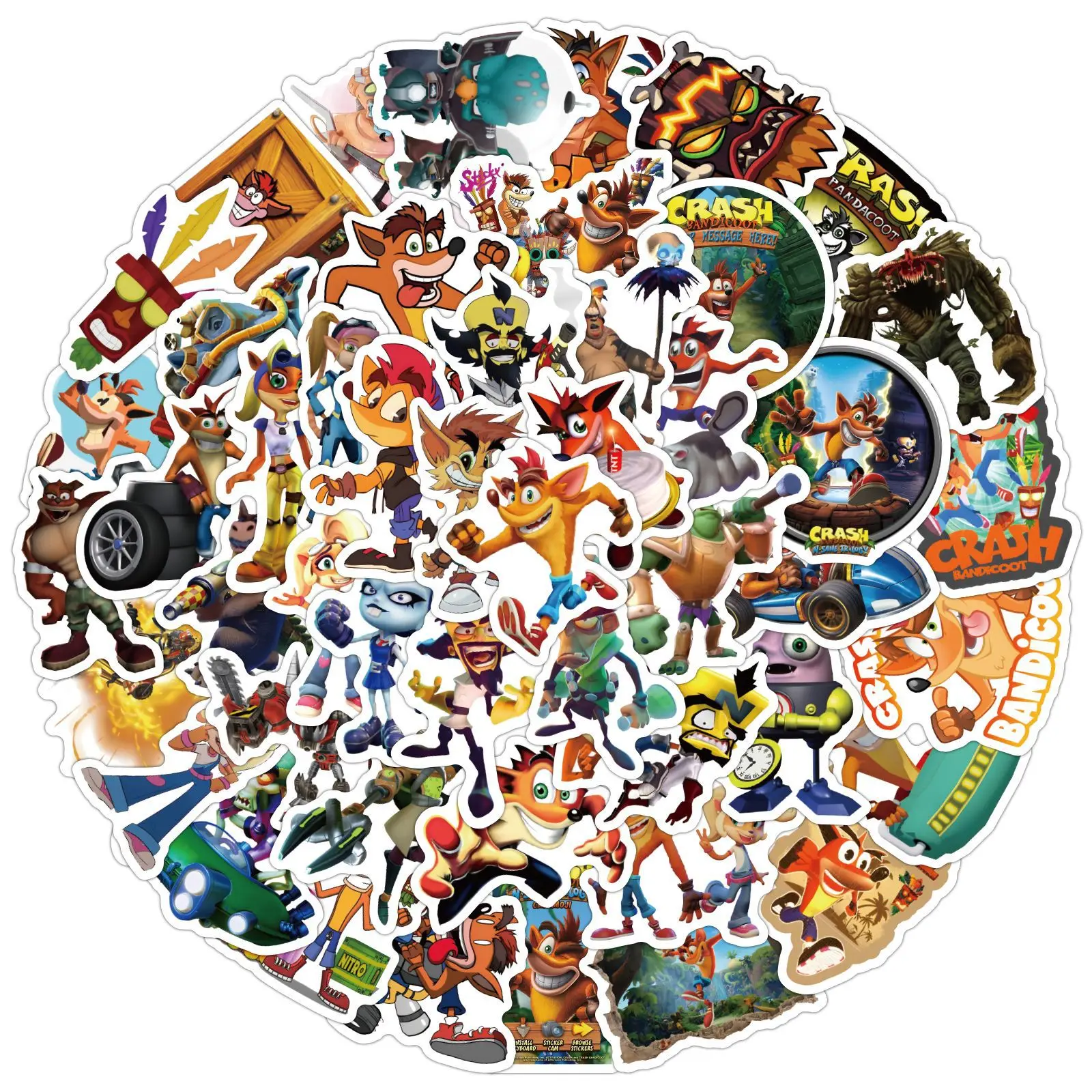 

10/60pcs Cartoon crash bandicoot stickers Aesthetic Decals Decorative Scrapbook Notebook Phone Luggage Sticker