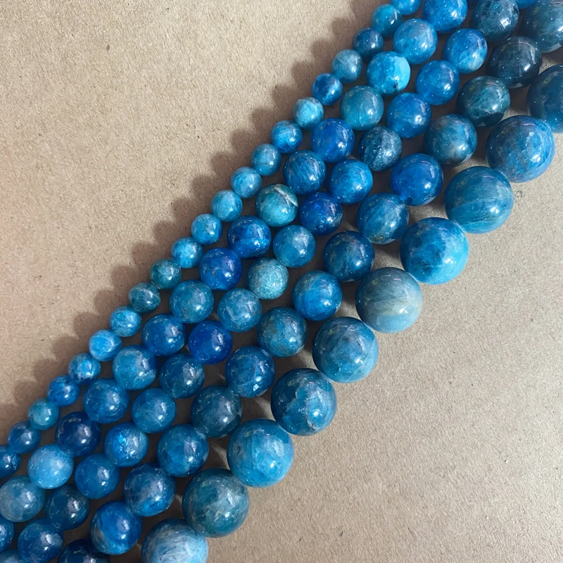 Genuine Semi-precious Natural Stone 6 8 10MM Size Blue Apatite Round Loose Beads 15\