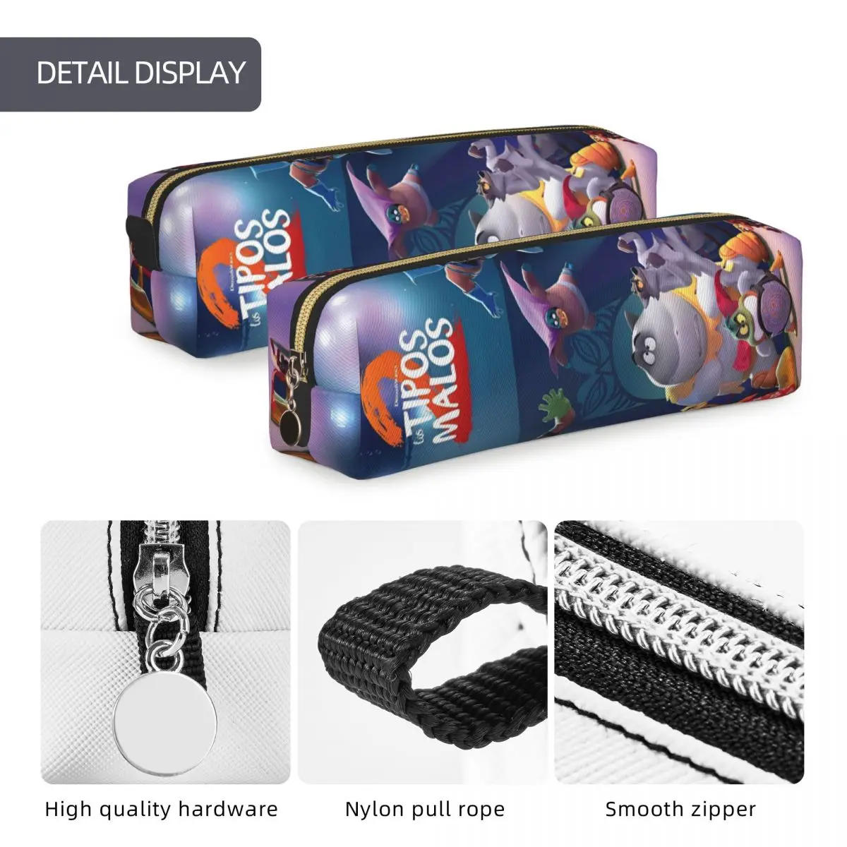 2025 فيلم The Bad Guys 2 مقلمة حقيبة أقلام للطلاب تخزين كبير اللوازم المدرسية مقلمة التجميل