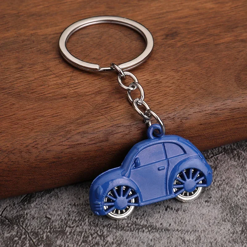 Multi color creative car keychain metal keyring cartoon car pendant small gift