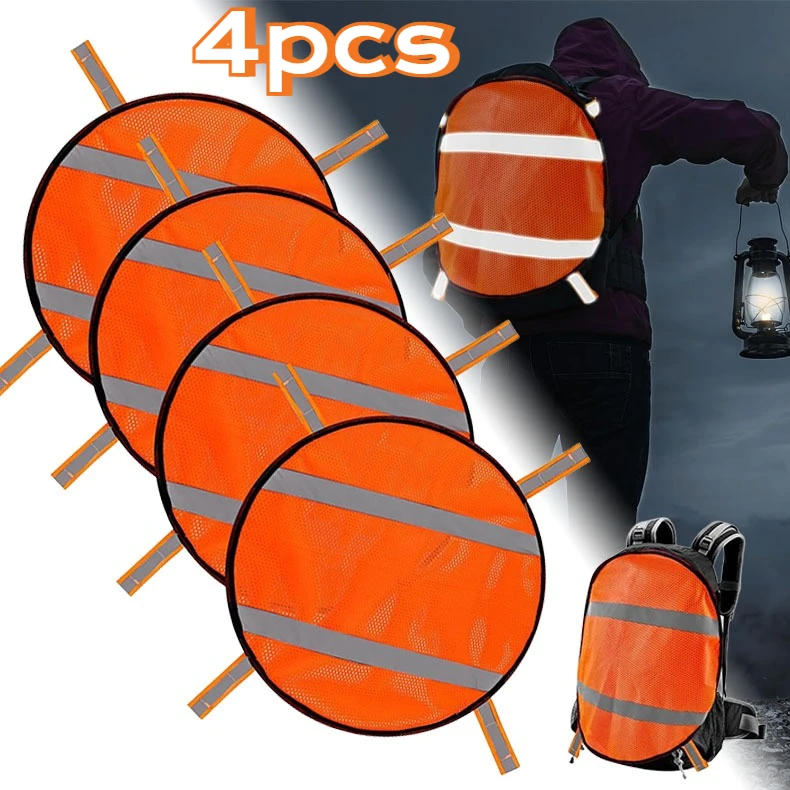 

Blaze Orange Safety Panel 4Pcs Reflective Strips Hook Loop High Visibility Hiking Camping Cycling Backpack Outdoor Accessory