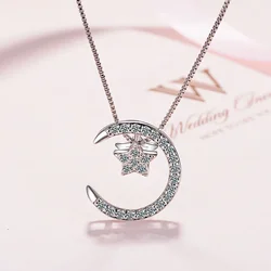 Lihong S925 Sterling Silver Diamond Zircon Star Moon Pendant Clavicle Chain Wedding Luxury Jewelry Free Shipping Offer