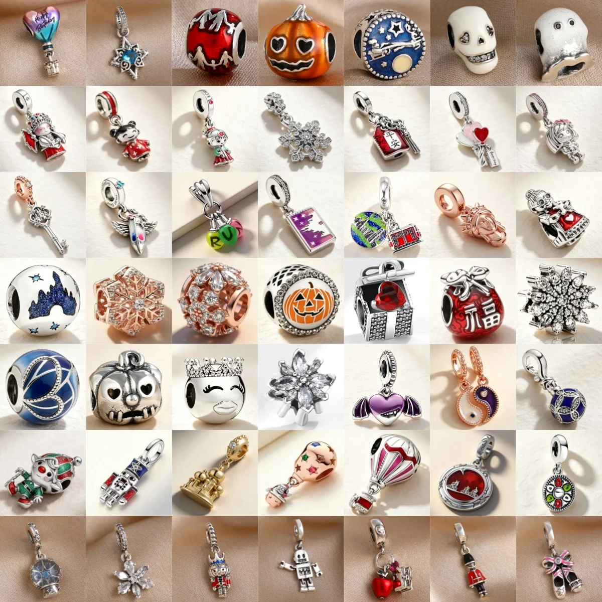 925 Silver Snowflake Hot Air Balloon Safe Fortune Bag Talisman Pendant Fit for Original Charm Bracelet DIY Birthday Jewelry Gift
