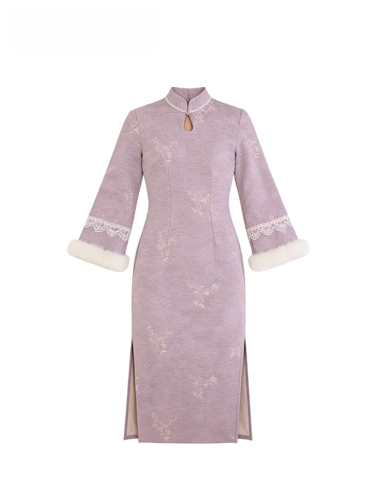 

Женская новая китайская юбка больших размеров на подкладке, повседневная осенне-зимняя винтажная длинная юбка свободного покроя