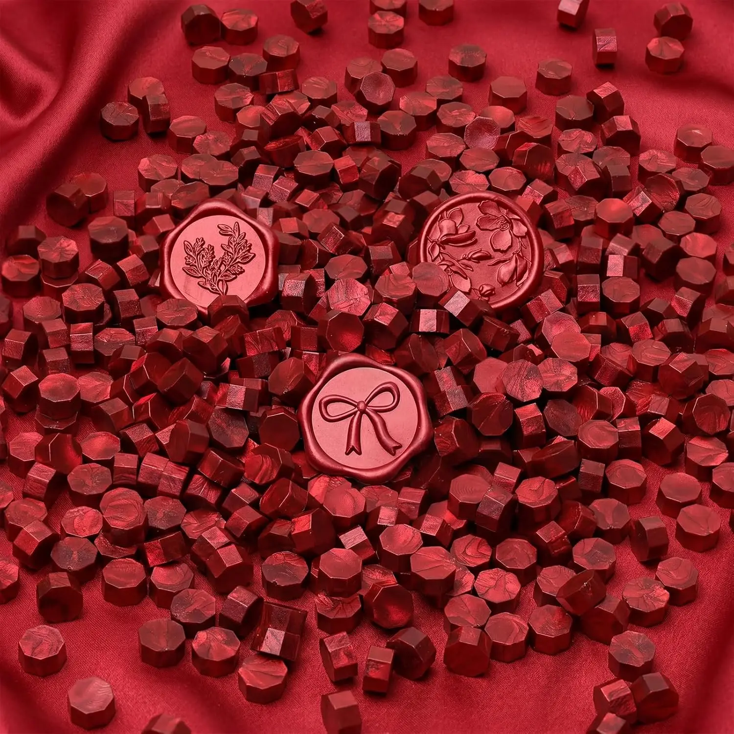 200 Perlas de Cera Metálicas Color Borgoña para Sellos de Cera, Invitaciones de Boda, Botellas de Vino, Decoración de Sobres para Regalos