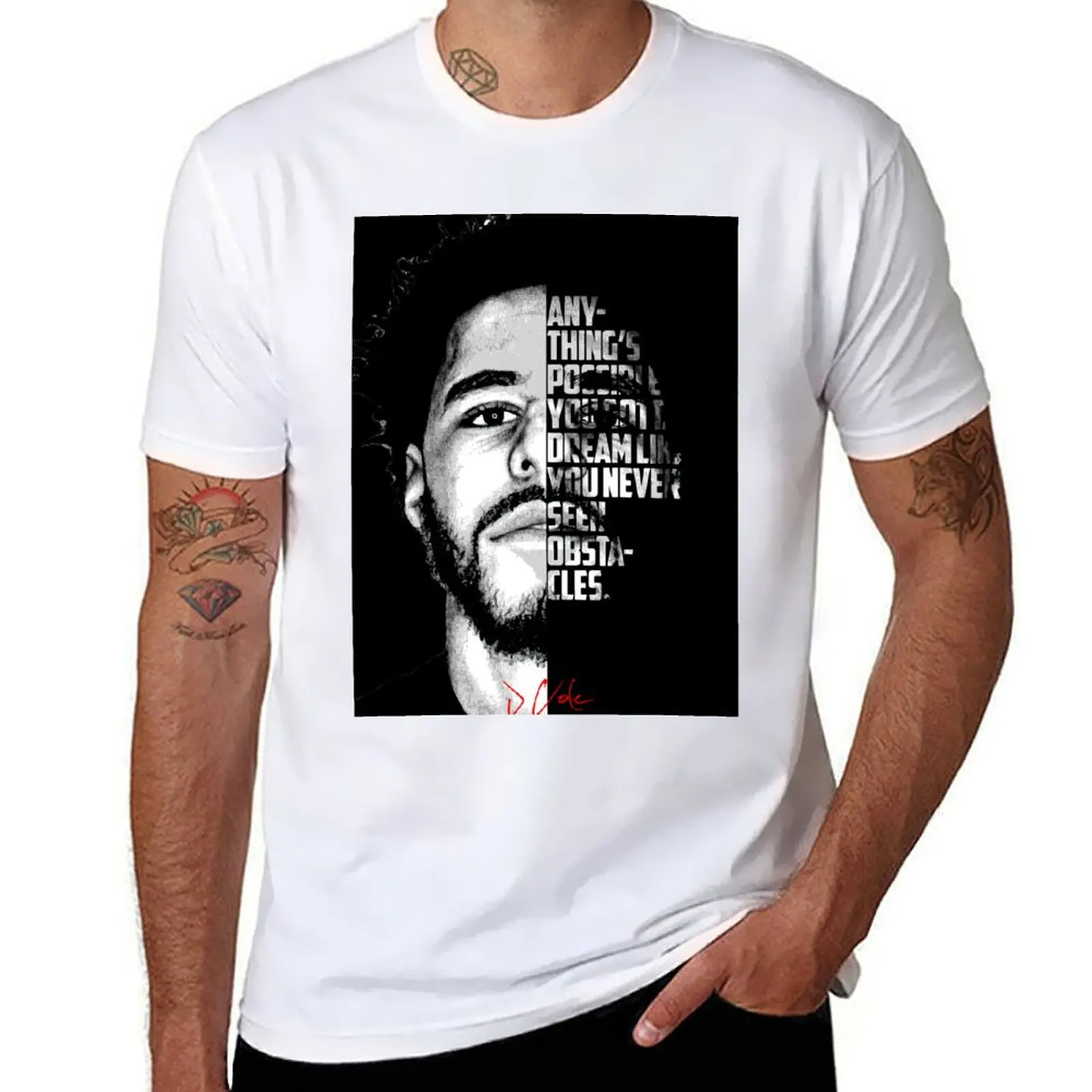 Black and white J Cole quote. T-Shirt anime t shirts for man t shirt man cotton cotton t shirts man 100% T-Shirt #1
