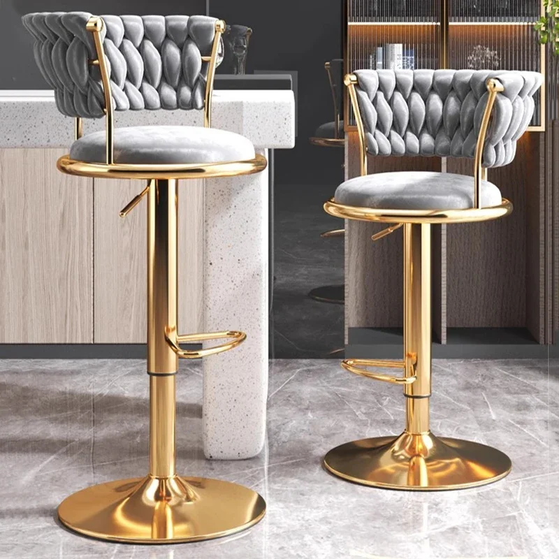 

Gold Legs Commercial Bar Stool Heavy Modern Round Nordic Sturdy Bar Stool Height Chair Rotative Banqueta High End Furniture