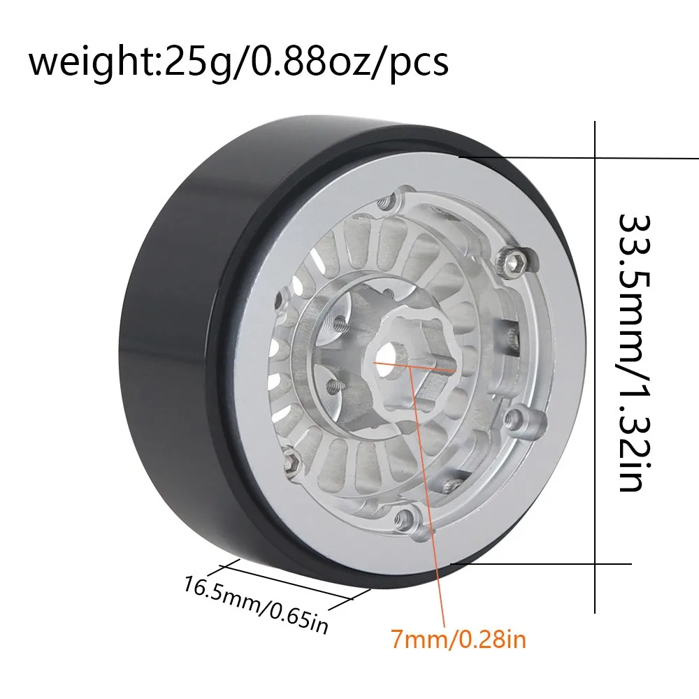 Ajrc Cnc Aluminium 1.3 Inch Beadlock Wheel Rim For 1/24 Axial Scx24 Fms24 1/18 Traxxas Trx4m Rc Crawler Car Metal Wheel Hub