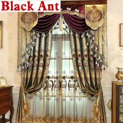 Europe Palace Semi-Blackout Curtains Luxurious Gold Jacquard  Embroidered Bedroom For Living Room Villa Door Window Drapes XM119