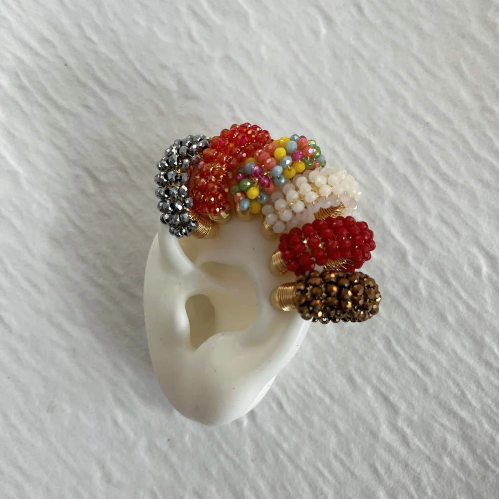 5 زوج/وحدة مجوهرات هيبوالرجينيك اليدوية الزجاج الخرز الكفة أقراط بوهو بيان أقراط الكفة للنساء