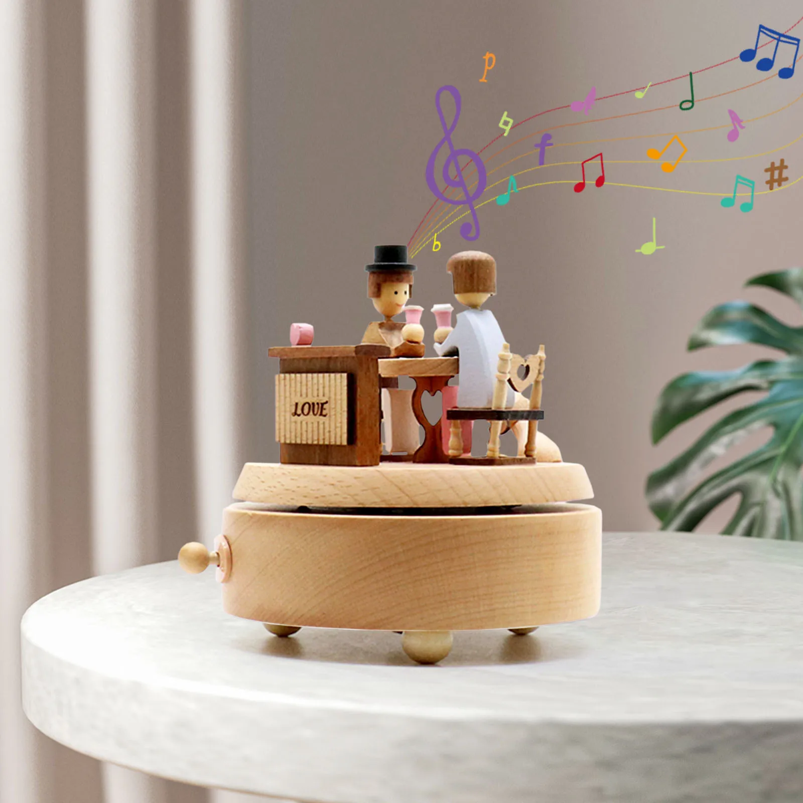 

Wooden revolving music box appointment theme♫ Can't help falling in love♫ For Friends Children Christmas Birthday Gifts