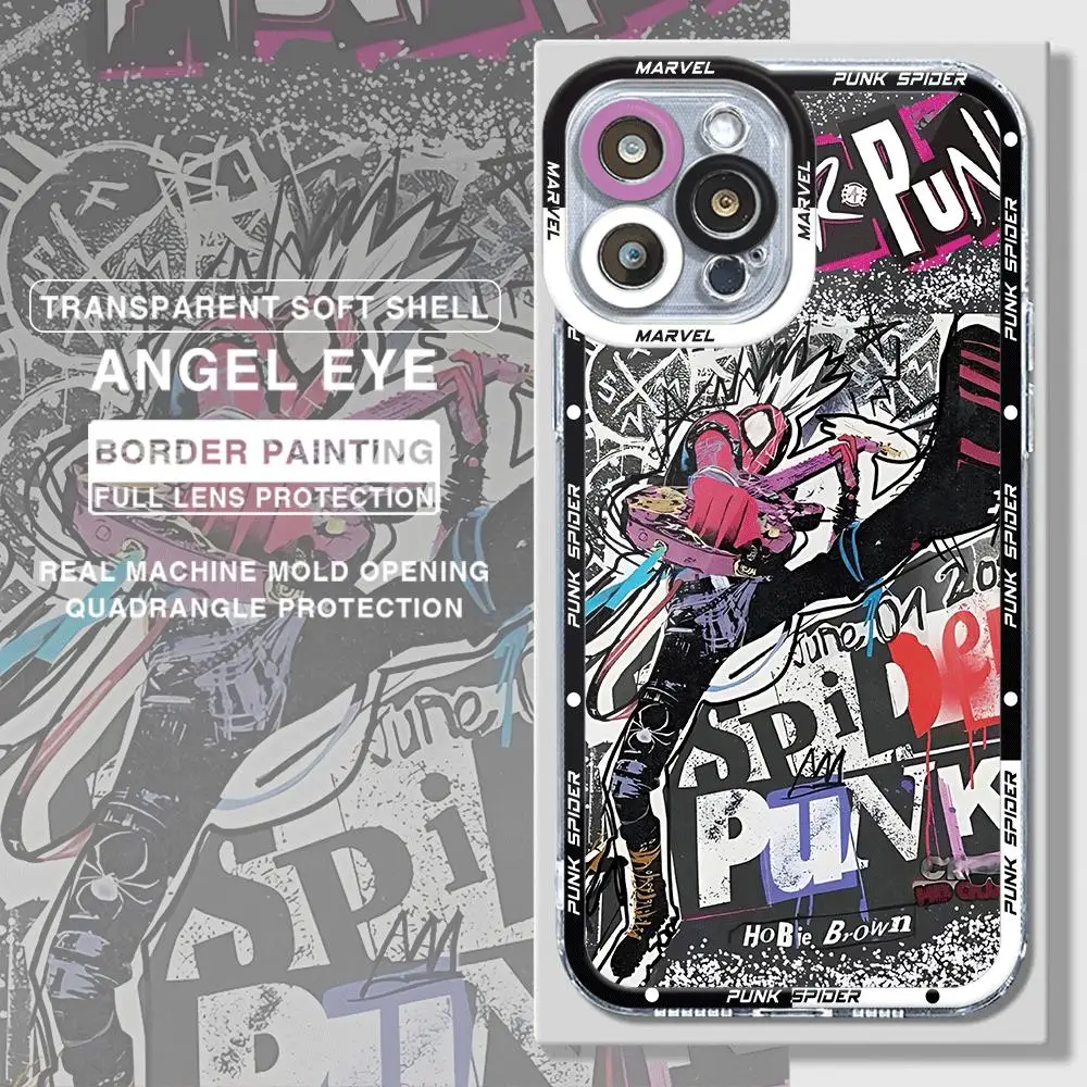 Marvel Spider Man Punk  Phone Case for Apple iPhone 13 12 Mini 8 Plus XS X 7 14 Pro Max 11 Pro SE 15 Pro XR Cover