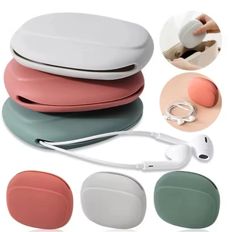 Silicone Cable Organizer Bag, Multi-Purpose Travel Storage Pouch for Chargers Earphones Keys Waterproof Small Accessories Case